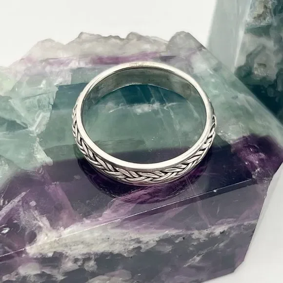 Sterling Silver Ring Braided Celtic Spinner Fidget Stamped 925 Size Z+2 - Picture 2 of 6
